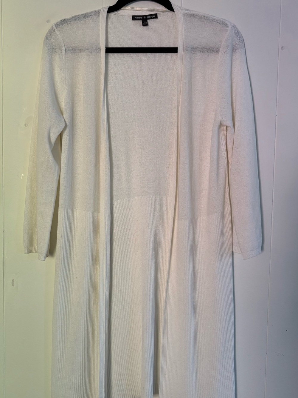 Cable & Gauge Open-Front Long Duster in White